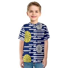 Sunflower Line Blue Yellpw Kids  Sport Mesh Tee