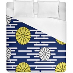 Sunflower Line Blue Yellpw Duvet Cover (California King Size)