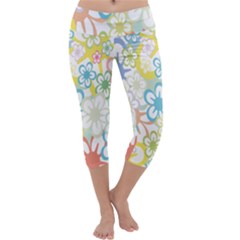 Star Flower Rainbow Sunflower Sakura Capri Yoga Leggings by Mariart