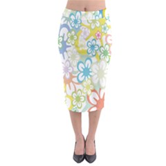 Star Flower Rainbow Sunflower Sakura Midi Pencil Skirt by Mariart