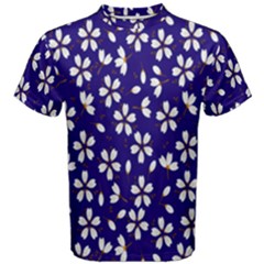 Star Flower Blue White Men s Cotton Tee by Mariart