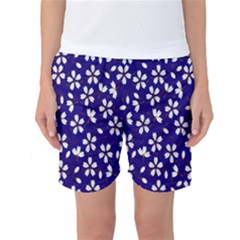 Star Flower Blue White Women s Basketball Shorts by Mariart