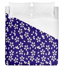 Star Flower Blue White Duvet Cover (queen Size)