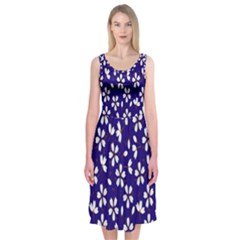 Star Flower Blue White Midi Sleeveless Dress by Mariart