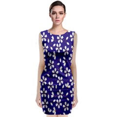 Star Flower Blue White Sleeveless Velvet Midi Dress by Mariart