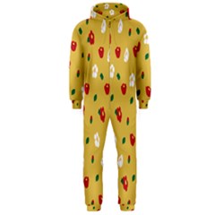 Tulip Sunflower Sakura Flower Floral Red White Leaf Green Hooded Jumpsuit (men) 