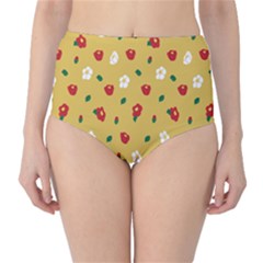 Tulip Sunflower Sakura Flower Floral Red White Leaf Green High-waist Bikini Bottoms by Mariart