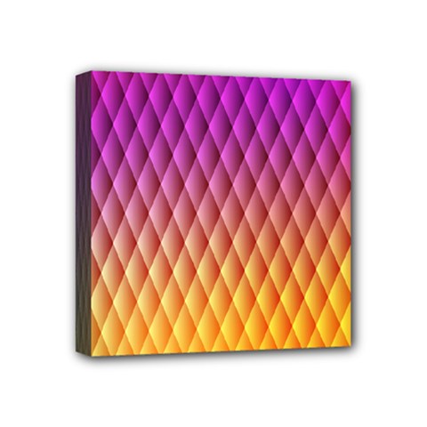 Triangle Plaid Chevron Wave Pink Purple Yellow Rainbow Mini Canvas 4  x 4 