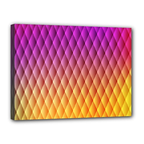 Triangle Plaid Chevron Wave Pink Purple Yellow Rainbow Canvas 16  X 12  by Mariart