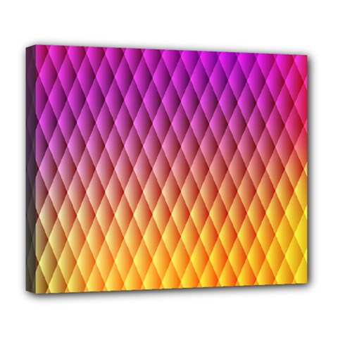 Triangle Plaid Chevron Wave Pink Purple Yellow Rainbow Deluxe Canvas 24  x 20  