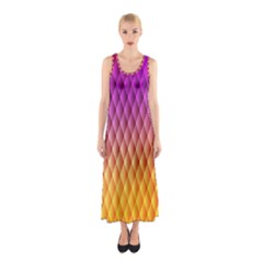 Triangle Plaid Chevron Wave Pink Purple Yellow Rainbow Sleeveless Maxi Dress