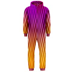 Triangle Plaid Chevron Wave Pink Purple Yellow Rainbow Hooded Jumpsuit (Men) 