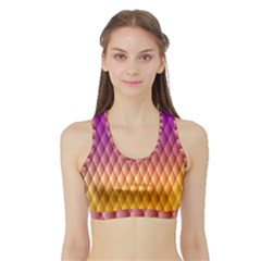 Triangle Plaid Chevron Wave Pink Purple Yellow Rainbow Sports Bra With Border