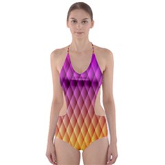 Triangle Plaid Chevron Wave Pink Purple Yellow Rainbow Cut-Out One Piece Swimsuit