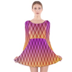 Triangle Plaid Chevron Wave Pink Purple Yellow Rainbow Long Sleeve Velvet Skater Dress