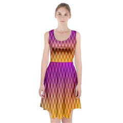 Triangle Plaid Chevron Wave Pink Purple Yellow Rainbow Racerback Midi Dress