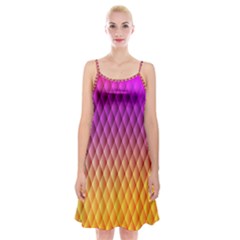 Triangle Plaid Chevron Wave Pink Purple Yellow Rainbow Spaghetti Strap Velvet Dress