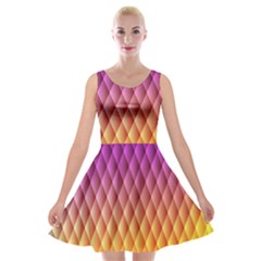 Triangle Plaid Chevron Wave Pink Purple Yellow Rainbow Velvet Skater Dress