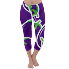 Vegetable Eggplant Purple Green Capri Winter Leggings  by Mariart