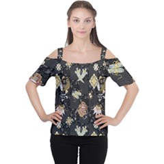 Traditional Music Drum Batik Women s Cutout Shoulder Tee