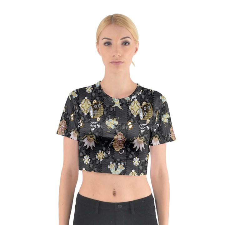 Traditional Music Drum Batik Cotton Crop Top