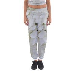 Hydrangea Flowers Blossom White Floral Photography Elegant Bridal Chic  Women s Jogger Sweatpants by yoursparklingshop