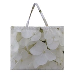 Hydrangea Flowers Blossom White Floral Photography Elegant Bridal Chic  Zipper Large Tote Bag by yoursparklingshop