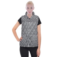 Pattern Metal Pipes Grid Women s Button Up Puffer Vest by Nexatart