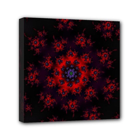 Fractal Abstract Blossom Bloom Red Mini Canvas 6  x 6 