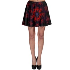 Fractal Abstract Blossom Bloom Red Skater Skirt