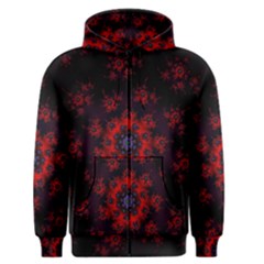 Fractal Abstract Blossom Bloom Red Men s Zipper Hoodie