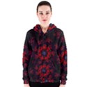 Fractal Abstract Blossom Bloom Red Women s Zipper Hoodie View1