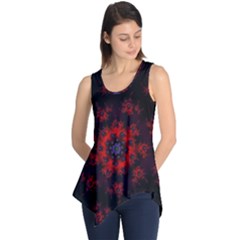 Fractal Abstract Blossom Bloom Red Sleeveless Tunic