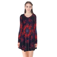 Fractal Abstract Blossom Bloom Red Flare Dress by Nexatart