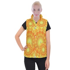 Sunshine Sunny Sun Abstract Yellow Women s Button Up Puffer Vest by Nexatart