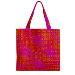 Pink Orange Bright Abstract Zipper Grocery Tote Bag by Nexatart