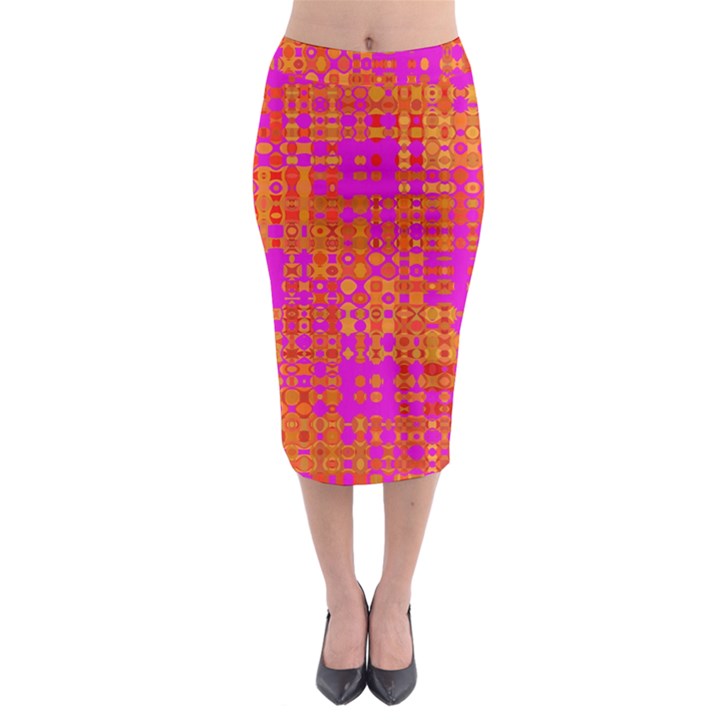 Pink Orange Bright Abstract Midi Pencil Skirt