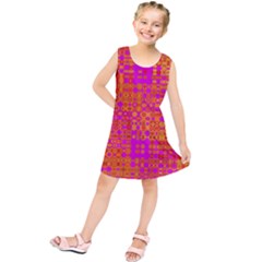 Pink Orange Bright Abstract Kids  Tunic Dress