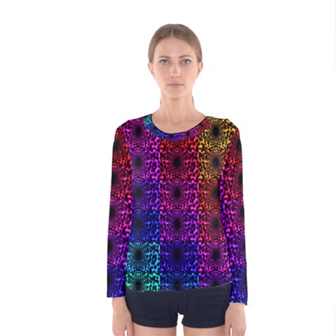 Rainbow Grid Form Abstract Women s Long Sleeve Tee by Nexatart