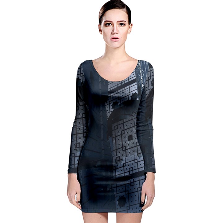 Graphic Design Background Long Sleeve Bodycon Dress