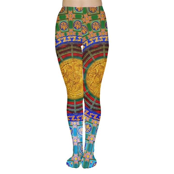 Temple Abstract Ceiling Chinese Women s Tights