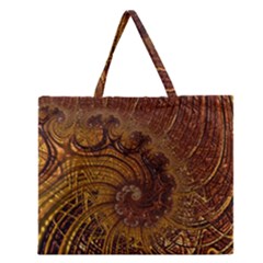 Copper Caramel Swirls Abstract Art Zipper Large Tote Bag by Nexatart