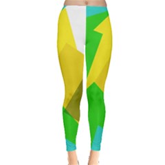 Green Yellow Shapes        Leggings by LalyLauraFLM