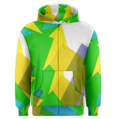 Green Yellow Shapes        Men s Zipper Hoodie by LalyLauraFLM