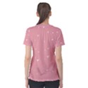 Pink background with white hearts on lines Women s Sport Mesh Tee View2