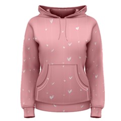 Pink Background With White Hearts On Lines Women s Pullover Hoodie