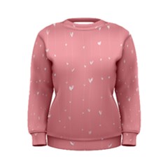 Pink Background With White Hearts On Lines Women s Sweatshirt by TastefulDesigns
