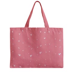 Pink Background With White Hearts On Lines Zipper Mini Tote Bag by TastefulDesigns