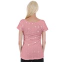 Pink background with white hearts on lines Women s Cap Sleeve Top View2