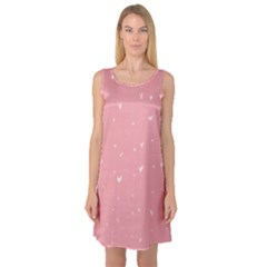 Pink Background With White Hearts On Lines Sleeveless Satin Nightdress by TastefulDesigns